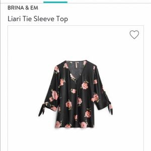 Brina & Em apiaries Sleeve Tie Floral Top
